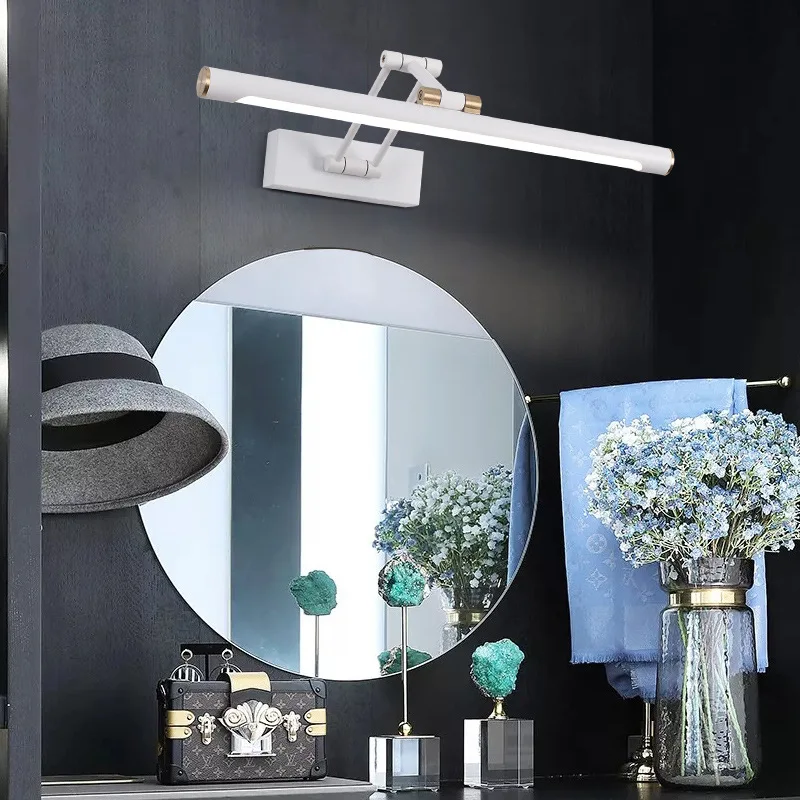 Bathroom LED Mirror Wall Lamp Black White Up Down Swing Adjustable Sconce Lighting Fixture Acrylic Lampshade Luxury Decor Lights