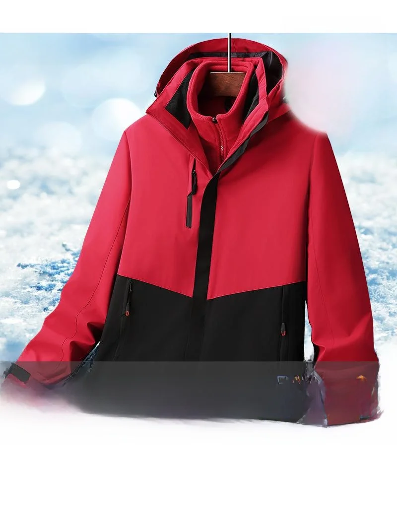 

Men's Tee-in-One Fce Lined Thiened Windproof Hiking Jaet Removable Inner Liner Autumn Winter Outdoor Skiing Clothes