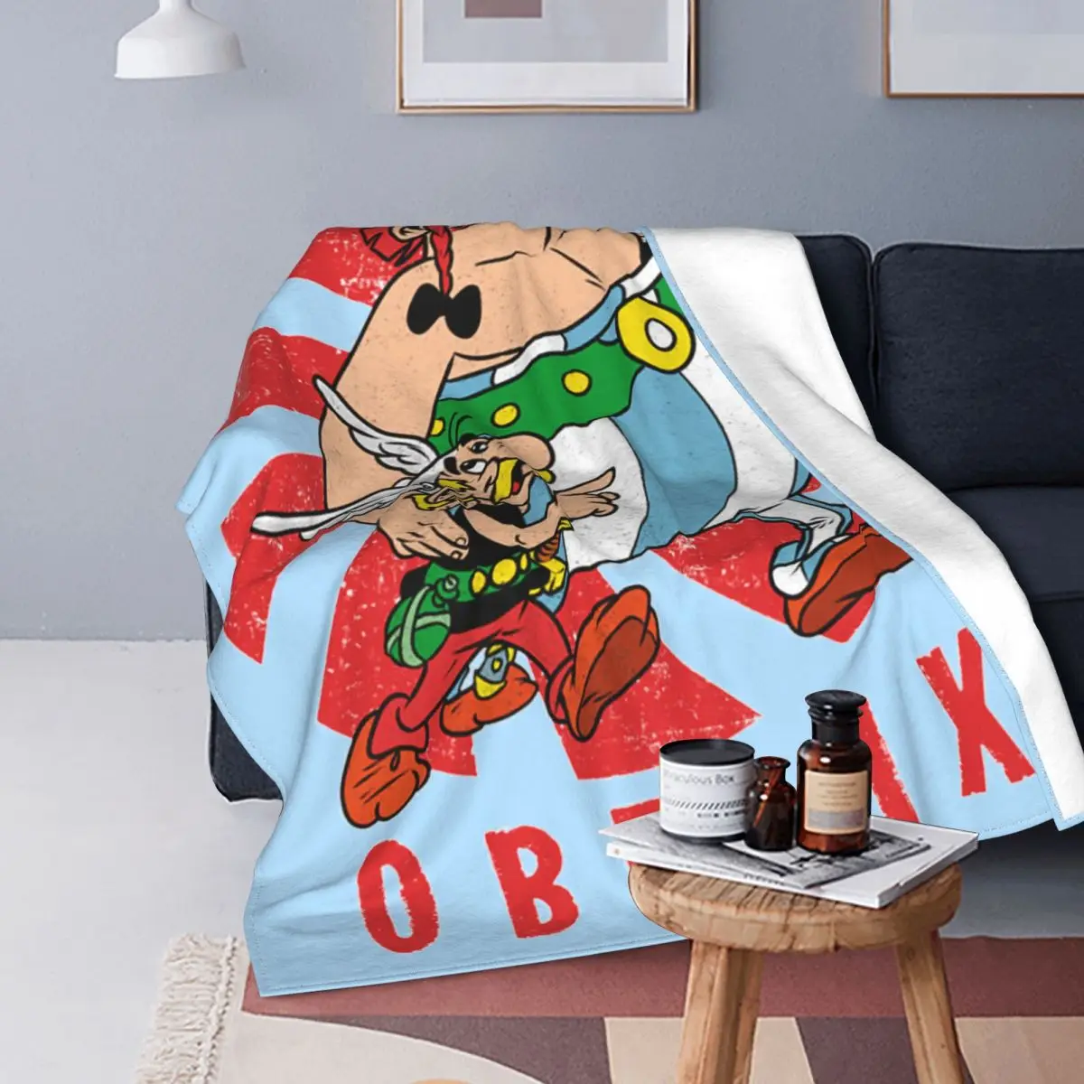 Asterix Obelix Cartoon Blanket Coral Fleece Plush All Season Breathable Soft Throw Blanket for Sofa Travel Plush Thin Quilt