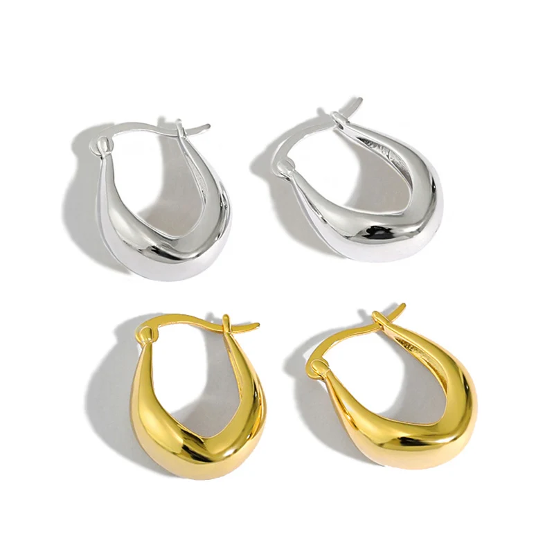 S925 Sterling Silver plated oval large hoop earrings for women easy to wear and Hypoallergenic| silver or gold plated