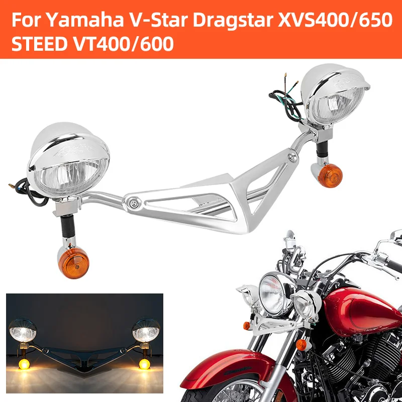 Motorcycle Chrome Passing Spot Fog Turn Signal Light For Honda VT 400 VT 600 CD For Yamaha V-Star 400 XVS 650 DragStar 400