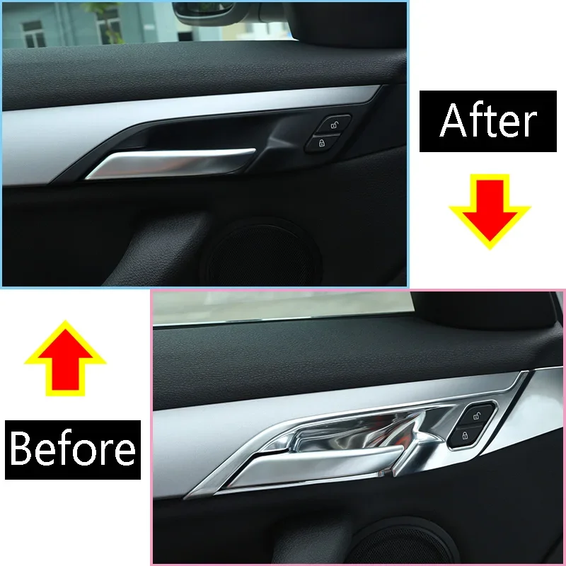 4pcs/set Car Inner Door Handle Trim Frame Cover Sticker Mouldings For BMW X1 F48 X2 F47 2016 2017 2018 2019 2020 Car Accessories