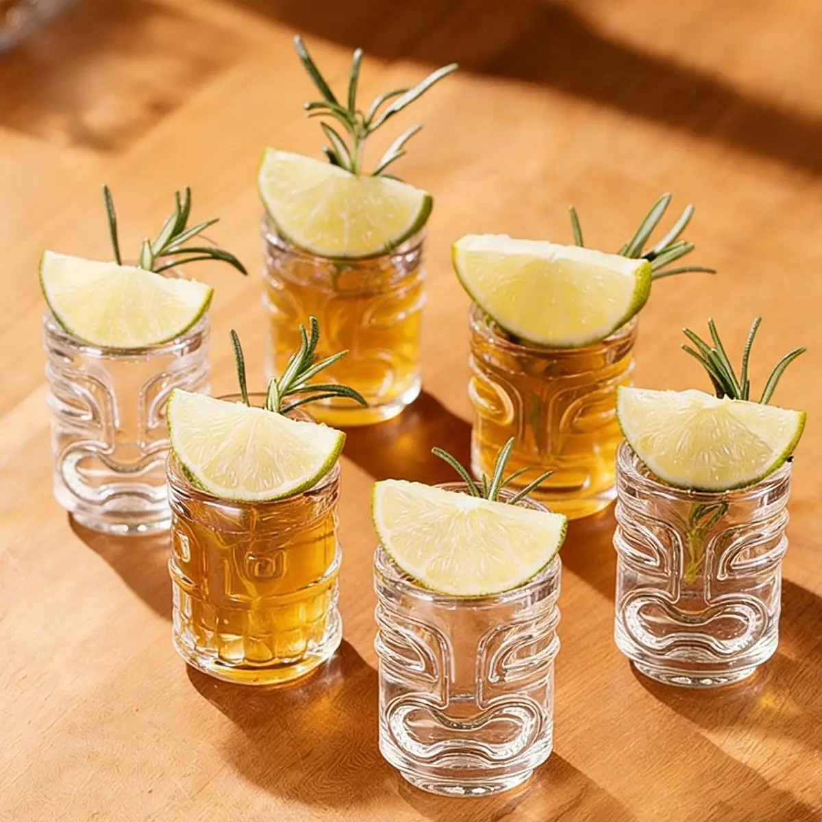 6 قطعة نظارات لقطة مع ثلاثة أكواب مختلفة قناع الطوطم تيكي للمشروب البارد إسبرسو الخمور كوكتيل بار الملحقات