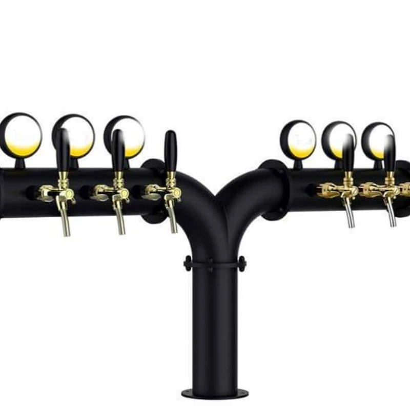 top seller 2022 Fashion Y shape black color beer tower, Y type 6 taps bar pipe