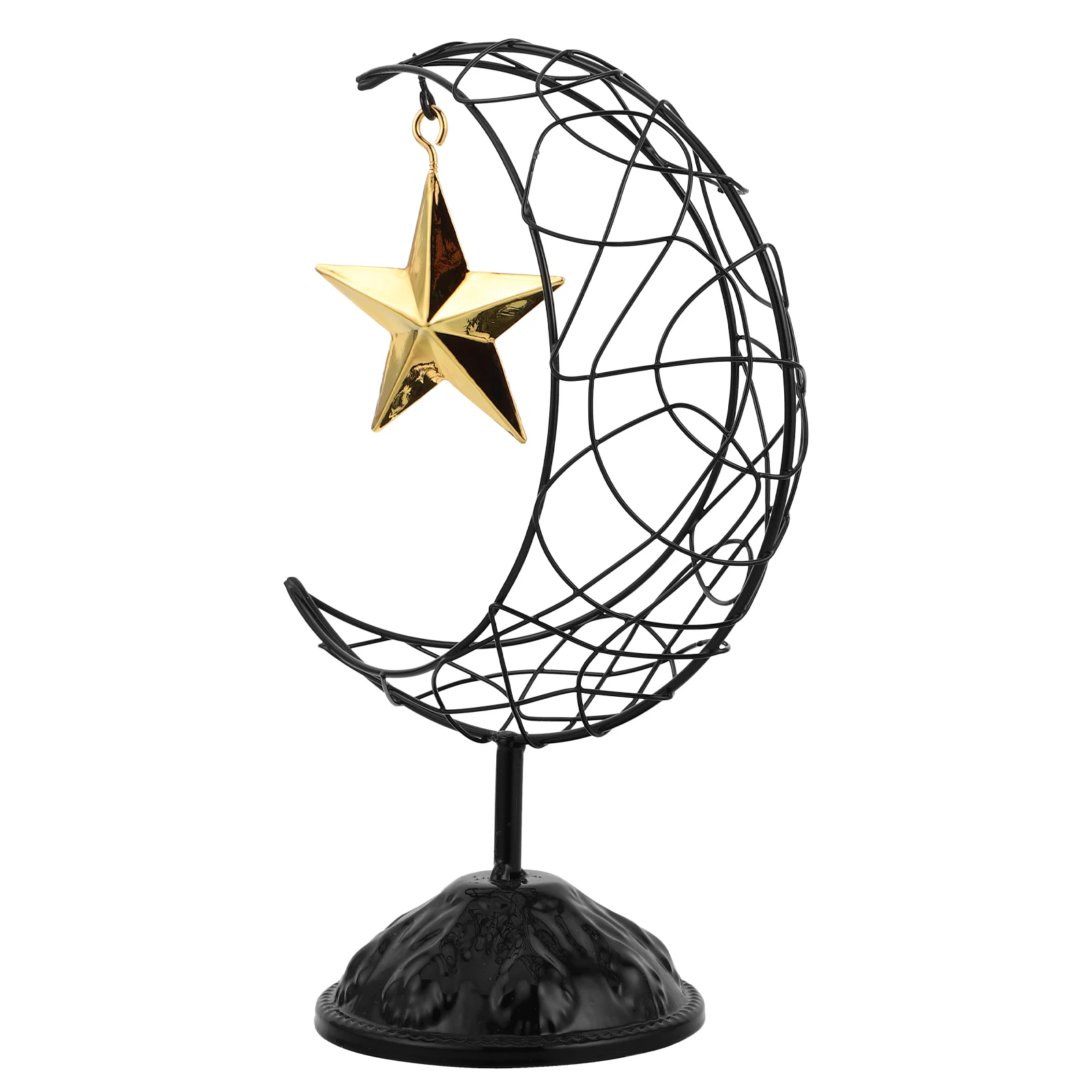 

Elegant Metal Moon Star Ornament Iron Art Decor For Living Room Cabinet Desktop Eid Mubarak Ramadan Celebration Hollow Islamic