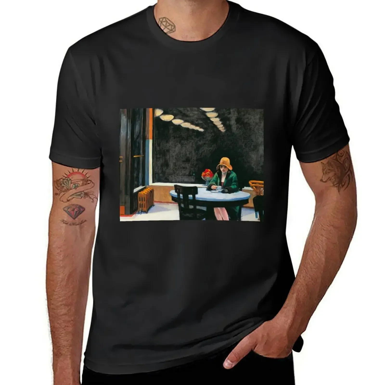 Edward Hopper - Automat (1927). American Realism T-Shirt shirts graphic tees blanks heavyweight t shirts for men