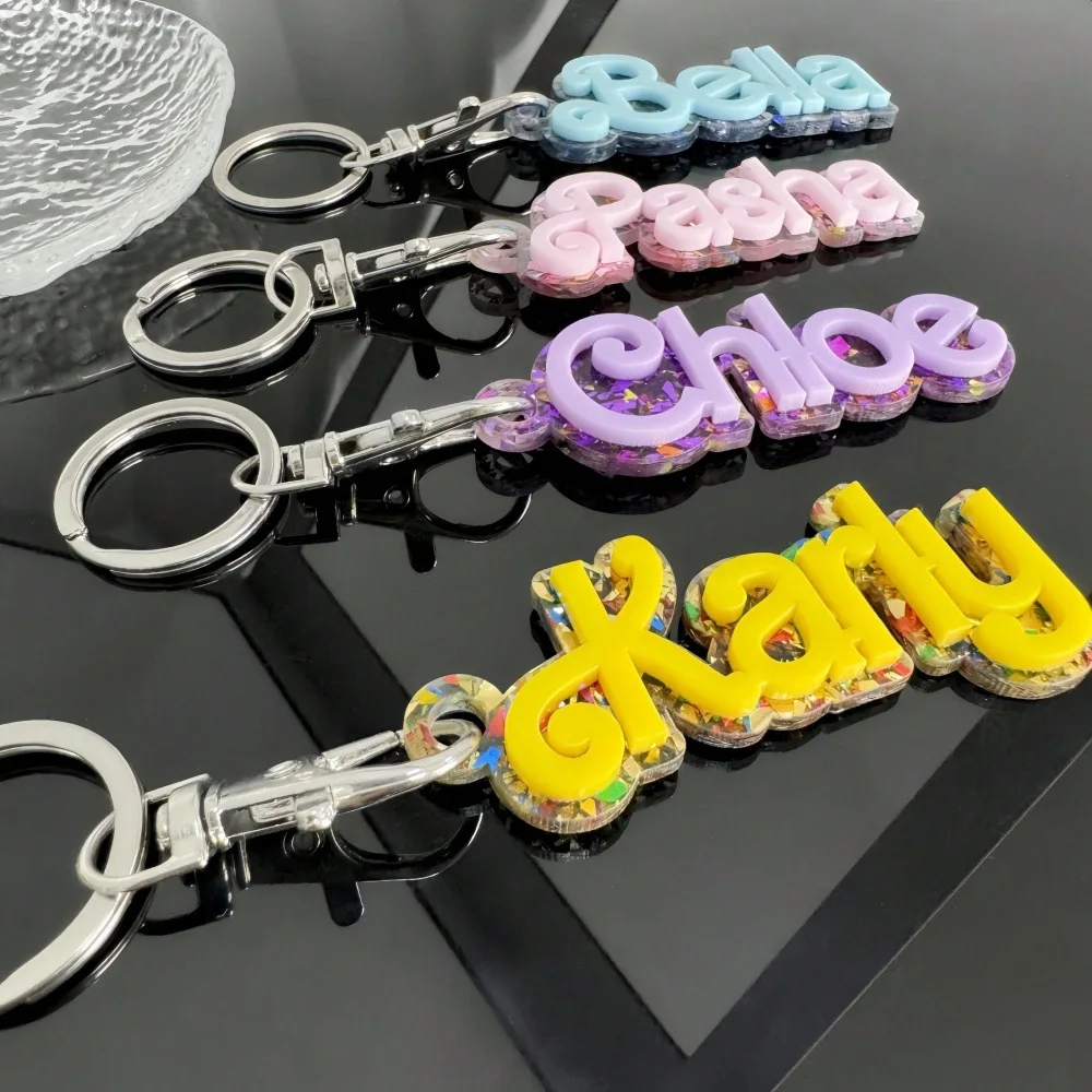KADRUFI High Quality Custom 3D Name Fashion Keychain Colored Acrylic Nameplate Personalized Backpack Pendant Label Key Chain