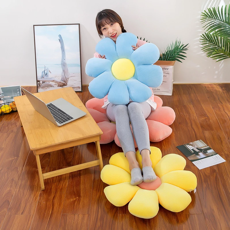 40cm Colorful Flowers Plush Seat Cushion Soft Mat Office Petals Pillow Household Sofa Bed Sleeping Back Cushion Bedroom Supplies