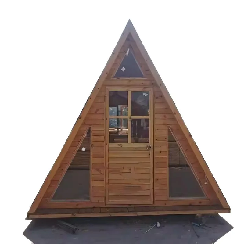 Simple wooden house outdoor scenic area mobile holiday home forest village wind triangle tree house
