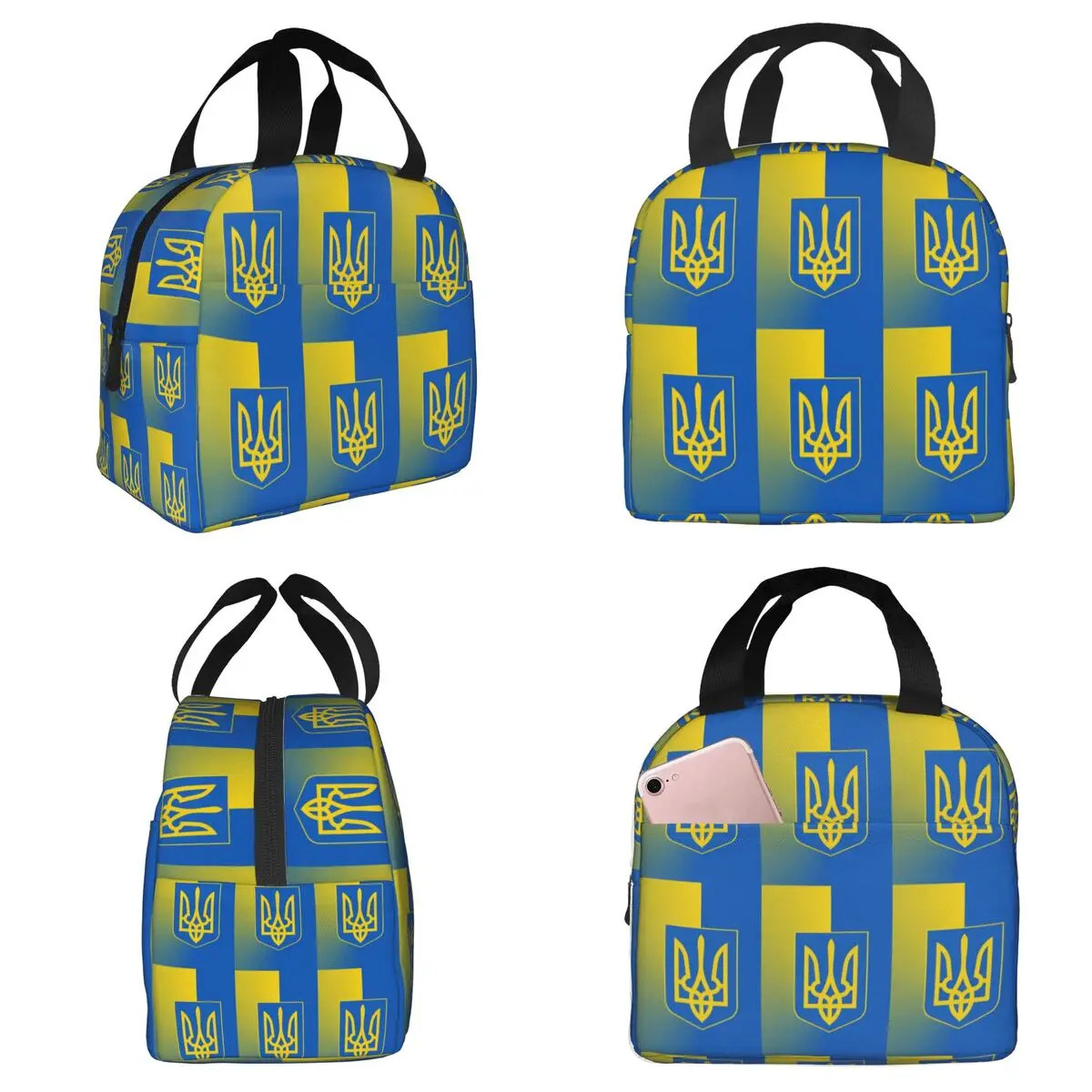 

Изолированная сумка для обеда с флагом Украины для детей, школьная термосумка-холодильник, портативный контейнер для еды, сумка-тоут для ланчей