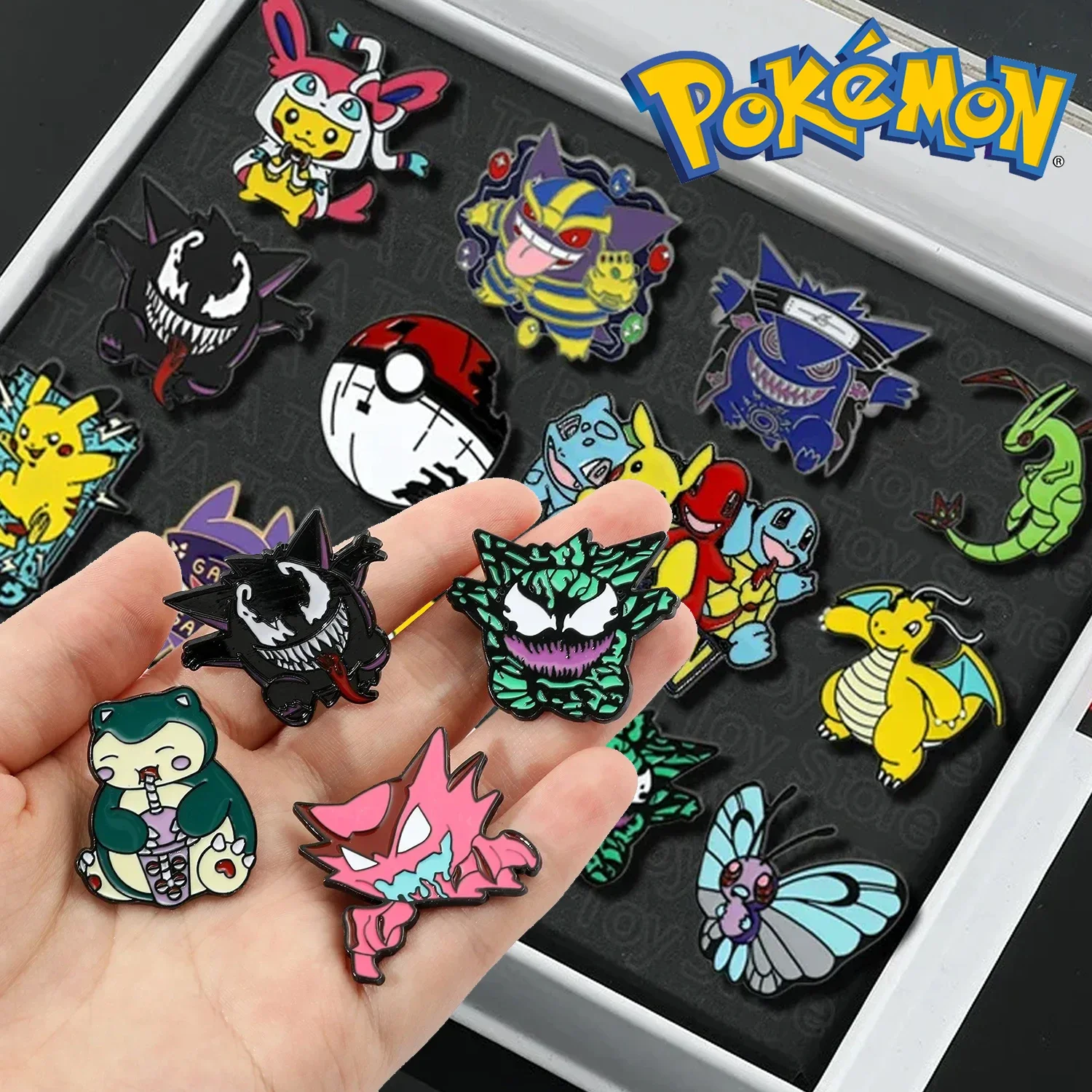 

Pokémon Enamel Pins for Backpacks Cute Anime Pikachu Gengar Charmander Brooches Metal Enamel Badges Pins Pokemon Collection Gift