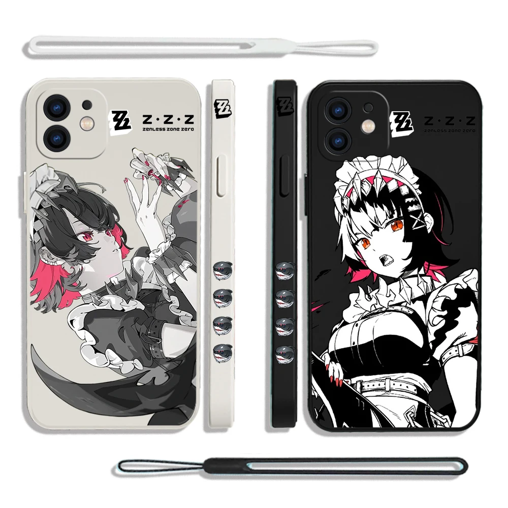 Чехол Zenless Zone Zero Ellen Joe для телефона iPhone 16 15 14 13 12 11 Pro Max Mini X XR 8 Plus, мягкий силиконовый чехол с ремешком на руку