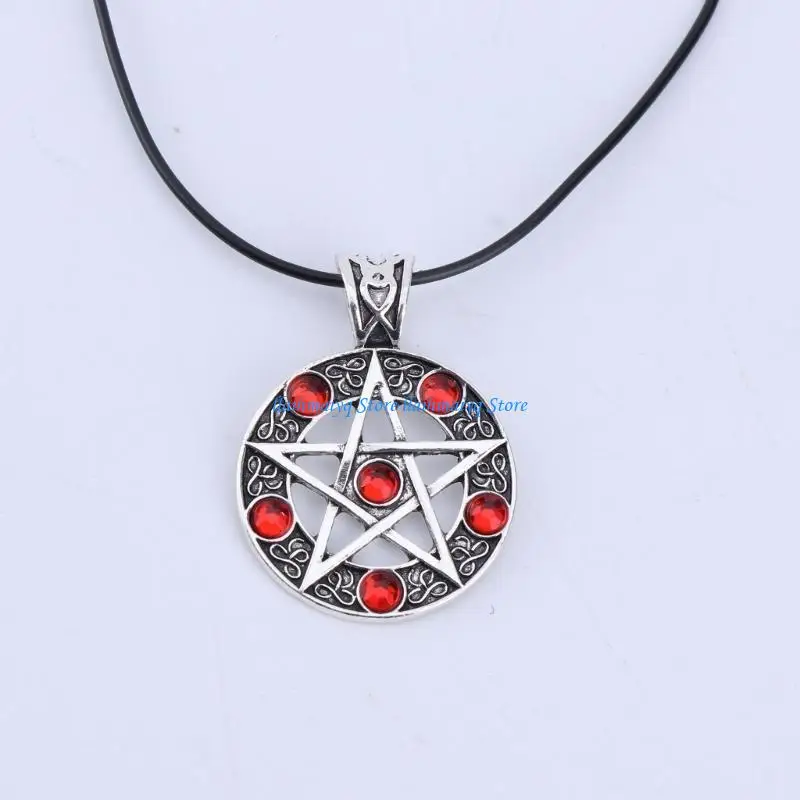 573B 1Pc Fashion Invert Pentacle Pentagram Star Pewter Pendant Cosplay Necklace New