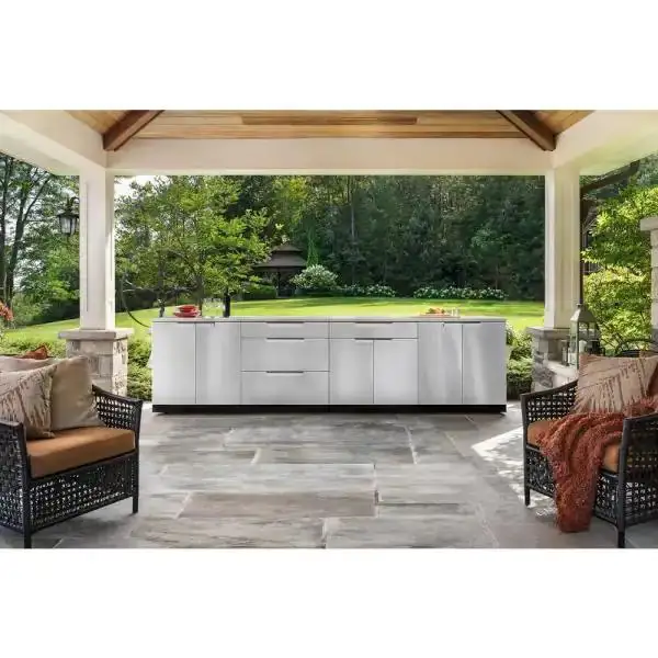 Customized Waterproof BBQ Grill Kitchen Stainless Steel Modular Outdoor Kitchen Island With Sink Cabinet