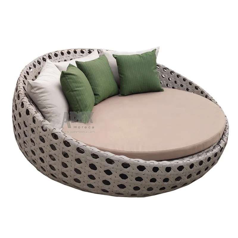 

Home patio rattan cocoon shaped chair outdoor wicker daybed bed on beach sun lounger chair