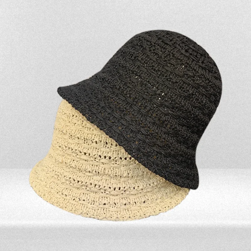 

Дышащая вязаная шапка-ведро, весенние и летние шапки для женщин, винтажная дизайнерская задняя вилка, вязаная рыбацкая шапка