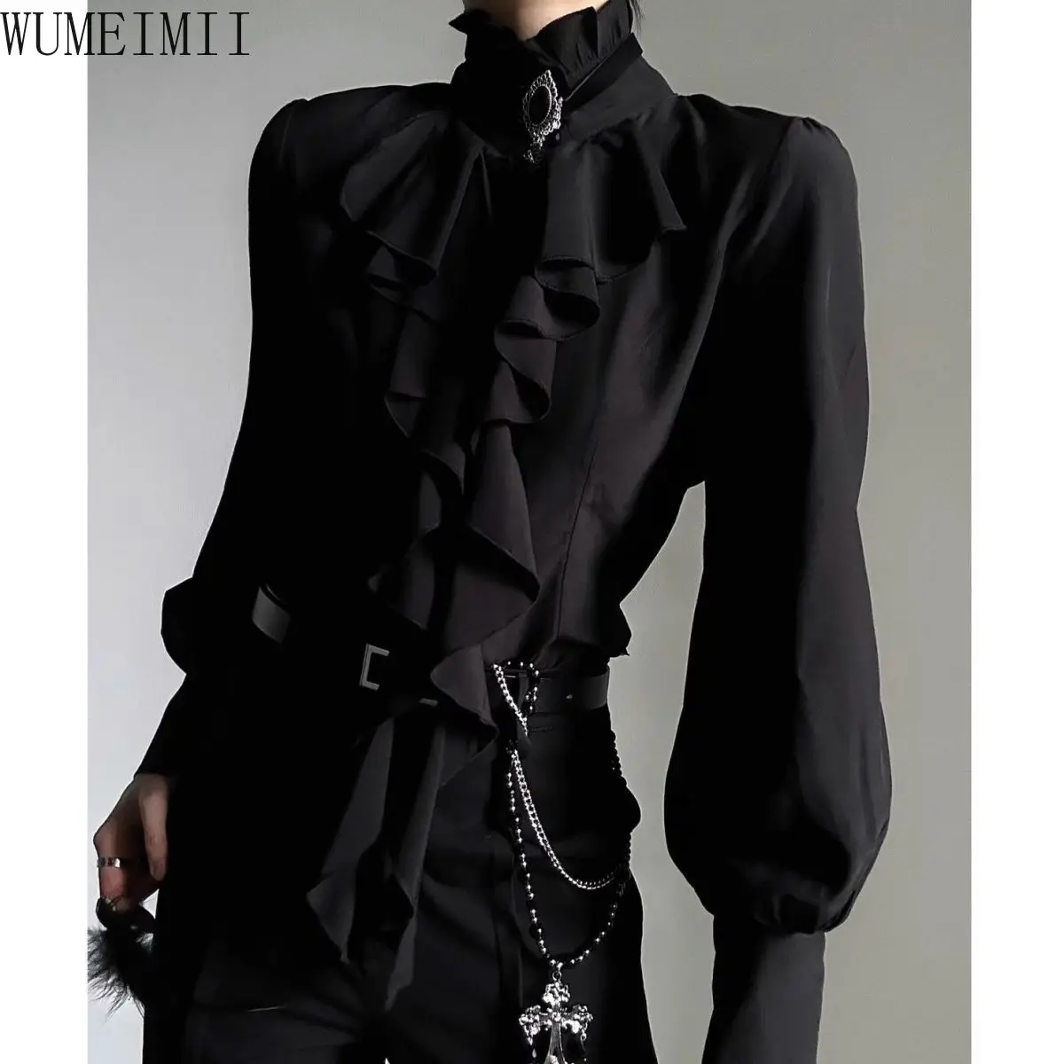 

2025 Ribbon Shirt Loose Premium Le Style Loose Casual Men's and Women's Neutral Style Long Sleeve Shirt Set