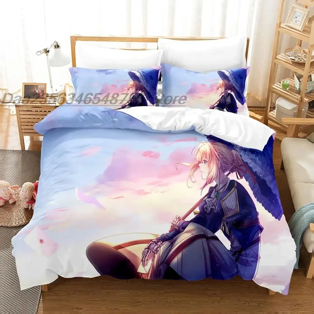 

Violet Evergarden Bedding Set Single Twin Full Queen King Size Bed Set Aldult Kid Bedroom Duvetcover Sets 3D Anime bed sheet set