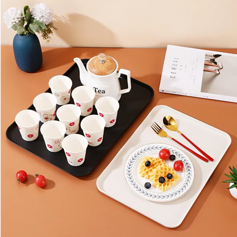 Rectangular Plastic Tray Hotel Restaurant Large Serving Trays Tea Water Dish Home Breakfast Bread Pan Coffee Table Organizer