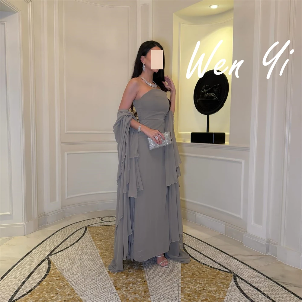 فساتين سهرة شيفون أنيقة مخصصة موضة فساتين المشاهير بدون حمالات رائعة سويب تراين فساتين المناسبات الخاصة #6