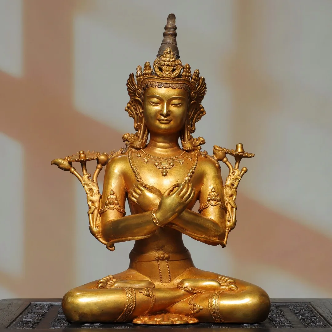Old Bronze Gilded Cinnabar High Relief Northern Wei Buddha Vajradhara Sitting Buddha Amitabha Worship Hall Town house