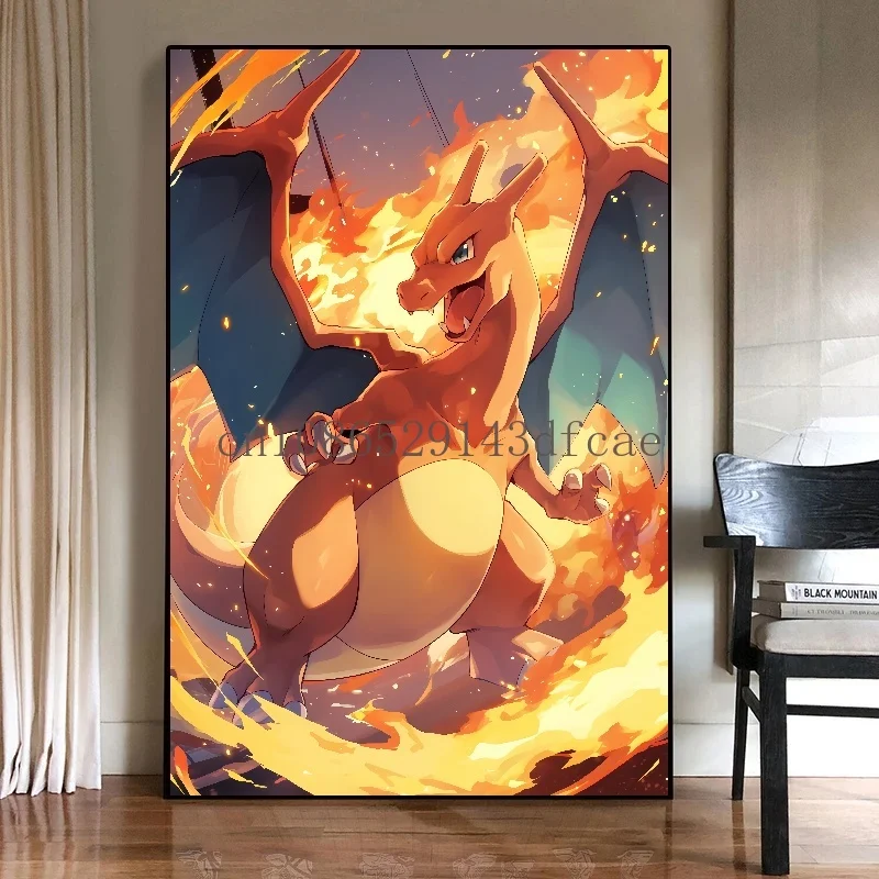 Japońskie anime peryferyjne Pokemon plakat Charizard obraz ścienny akwarela obraz na płótnie nowoczesny wystrój pokoju prezenty dla dzieci