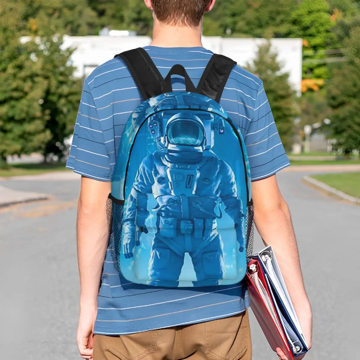 Futuristic Astronaut Glowing Blue Backpack Student BookBag Kids School Bag Computer Shoulder Bags for Boys Girls