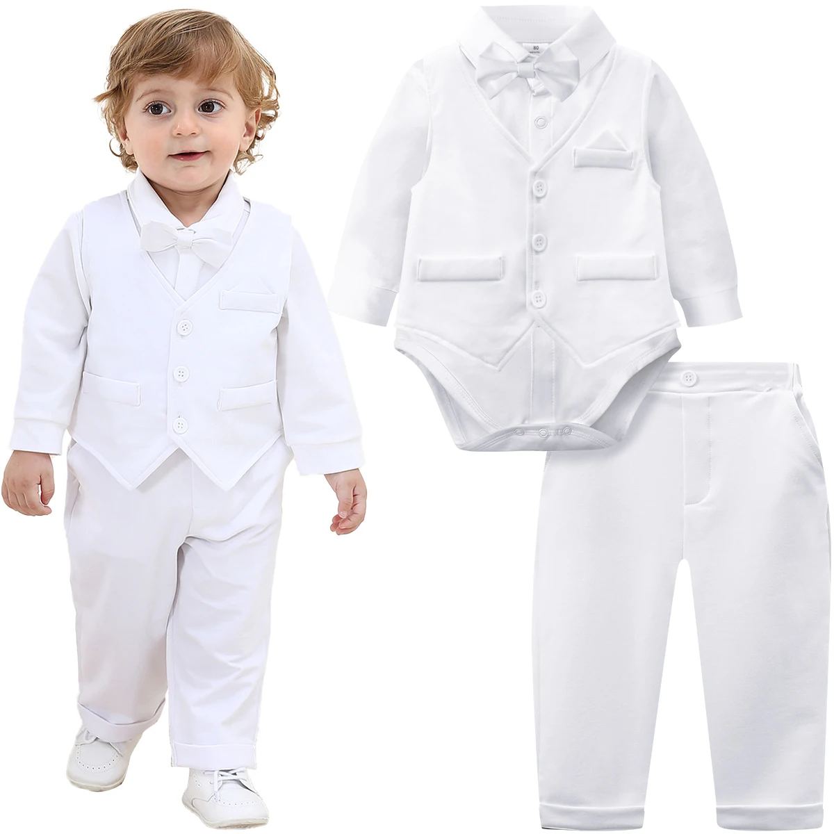 Baby Boy Christening Outfit Infant Baptism Easter Blessing Suit Toddler Wedding Chritmas Xmas Formal Ring Bearer Clothes Set