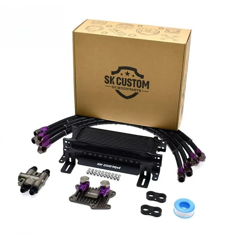 Oil Cooler Kit for 13 Rows An10 Oil Cooler Radiator Kit for Mercedes M274 Engine with Nylon Stainless Steel Braided Hose