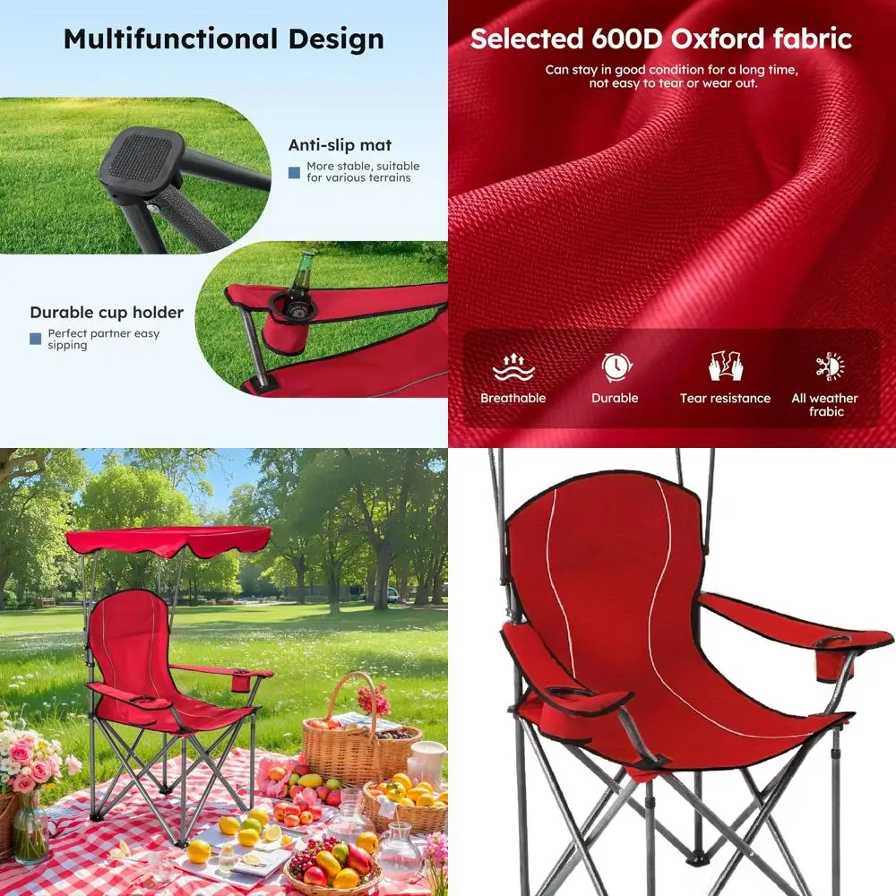 

Портативное кресло для отдыха с навесом и подстаканником для приключений на свежем воздухе