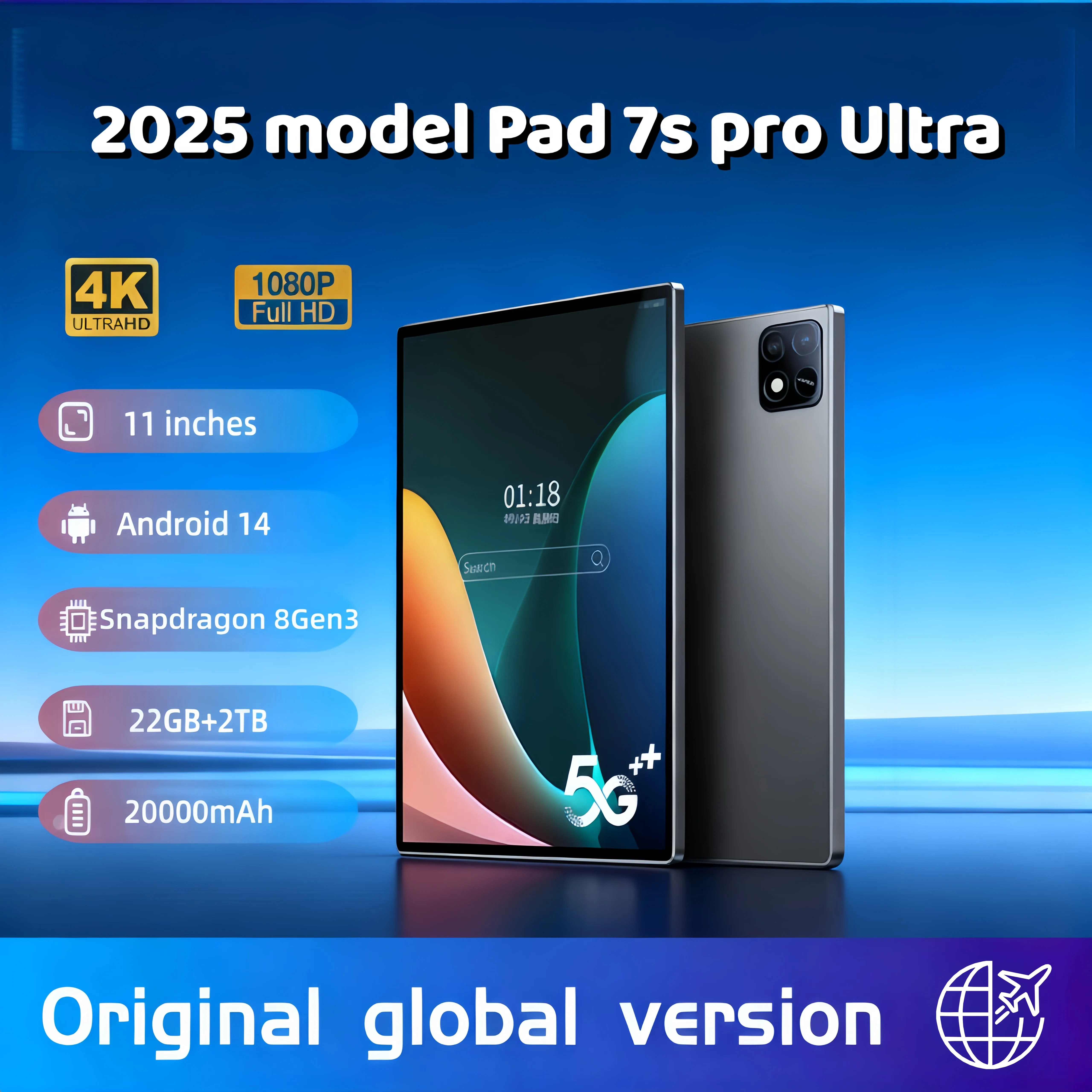 yZ[z2025NO[o Pad 7S Pro Ultra Snapdragon 8GEN3 Android 14 ^ubg 11C`HD 22GB+2TB 20000mAh 5G fASIM Wi-Fi ^ubgPC