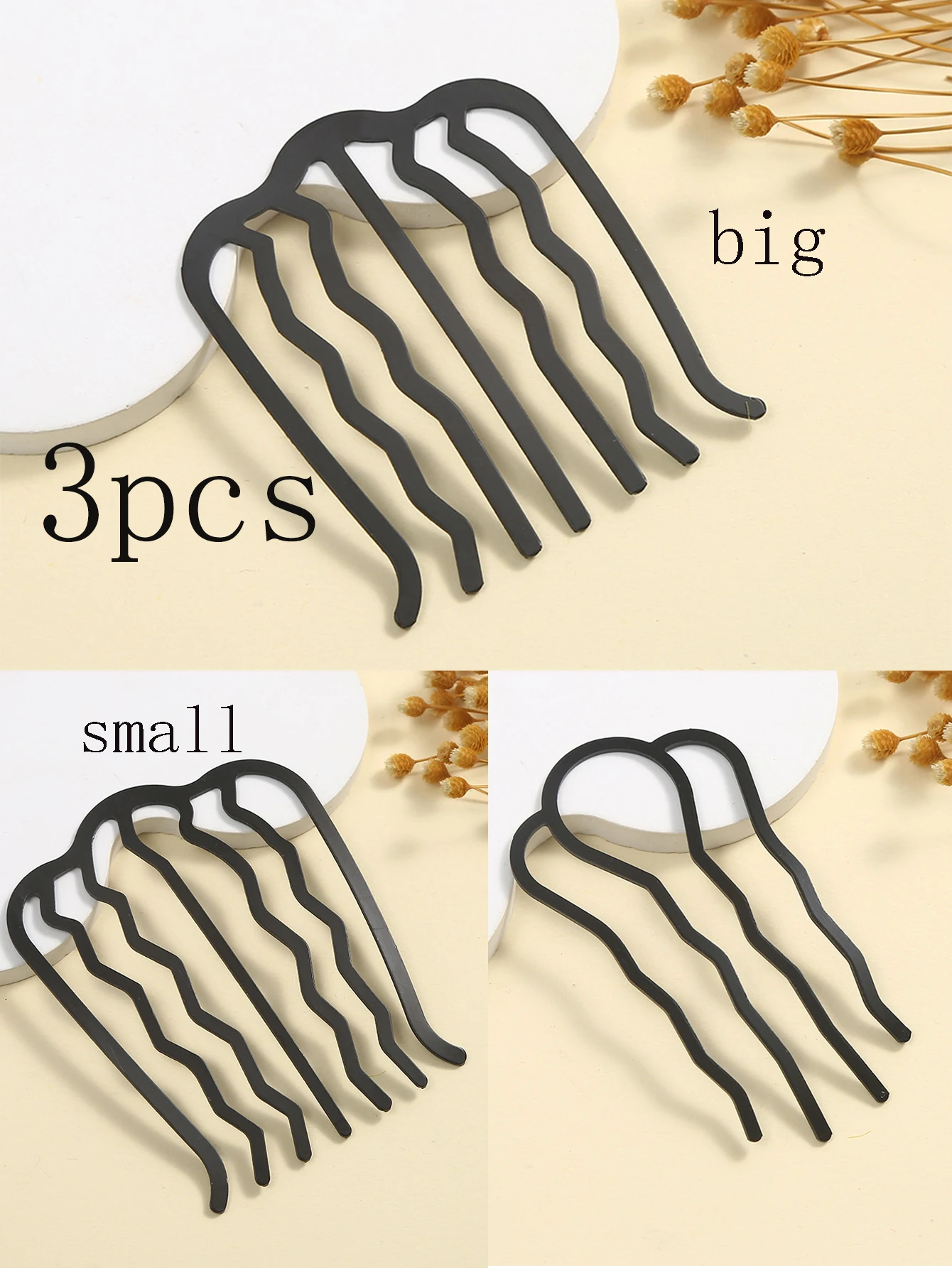 Black Metal Hair Fork Clip Women Hair Pin Combs Messy Bun Hairpin Clip Side Combs Hair Styling Tool