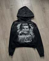 American Street Retro Old Grain Texture Character Letters Large Area Pattern Print Hoodie Men Casual Loose Autumn Versatile Top