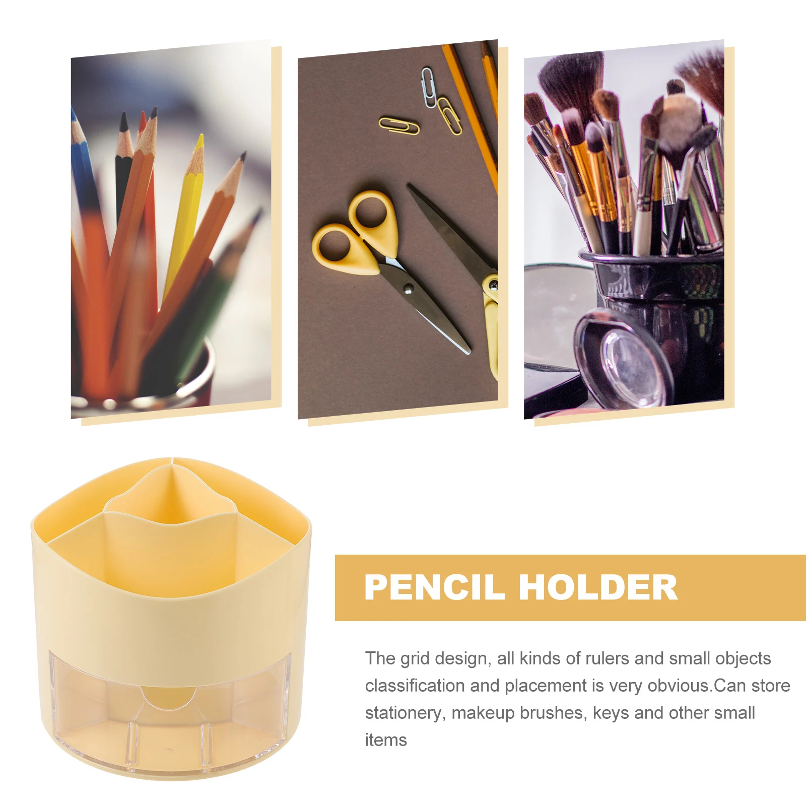 

Storage Box Rotating Pen Holder Office Pencil Shaped Plastic Stationary Organizer