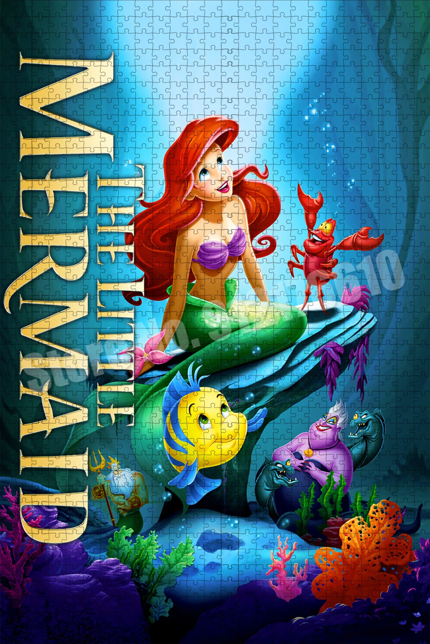 Disney crianças educacional 300/500/1000 peças quebra-cabeça a pequena sereia ariel crianças adultos dos desenhos animados jogo de quebra-cabeça brinquedos presente