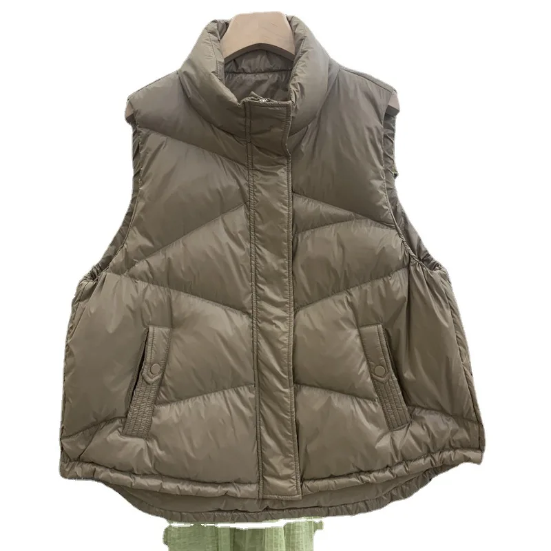 

Осенне-зимний новый женский пуховый жилет с воротником-стойкой, свободный белый жилет на утином пуху