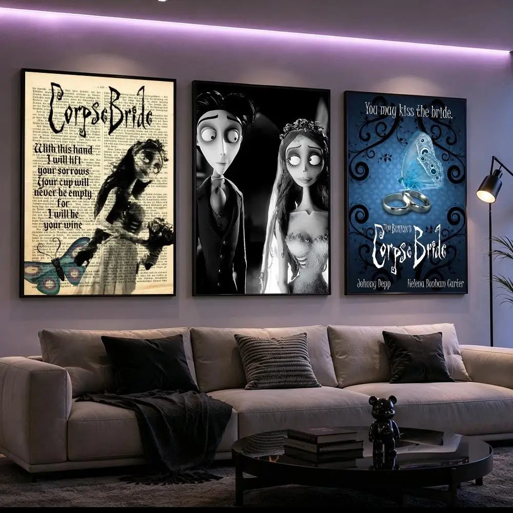 Movie Corpse Bride Poster Poster HD Printing Cyberpunk Style Wall Art Home Decor For Gaming Room Living Room Bedroom Gift Idea
