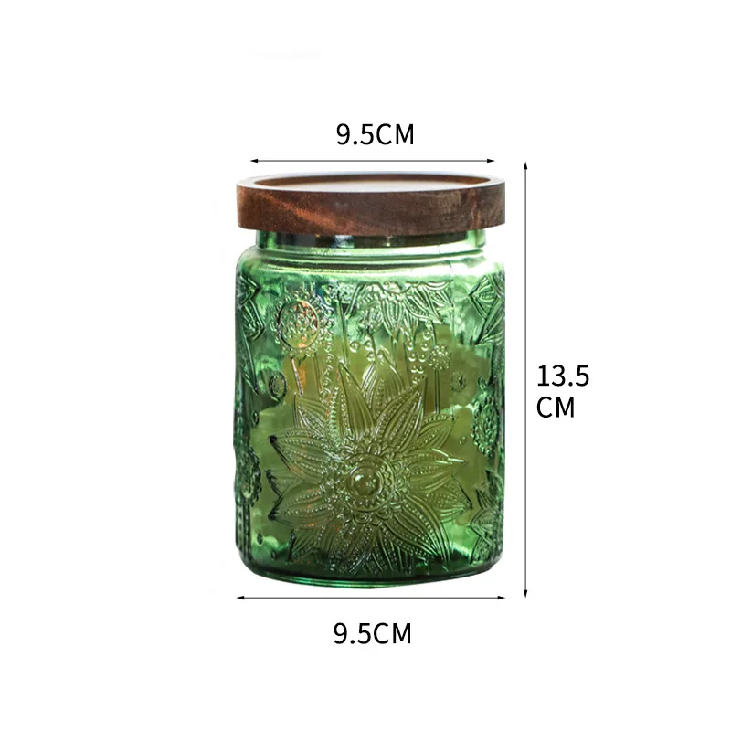 Color Retro Begonia Glass Storage Tank Household Kitchen Dried Tangerine Peel Miscellaneous Grains Sealed Jar Storage Tank