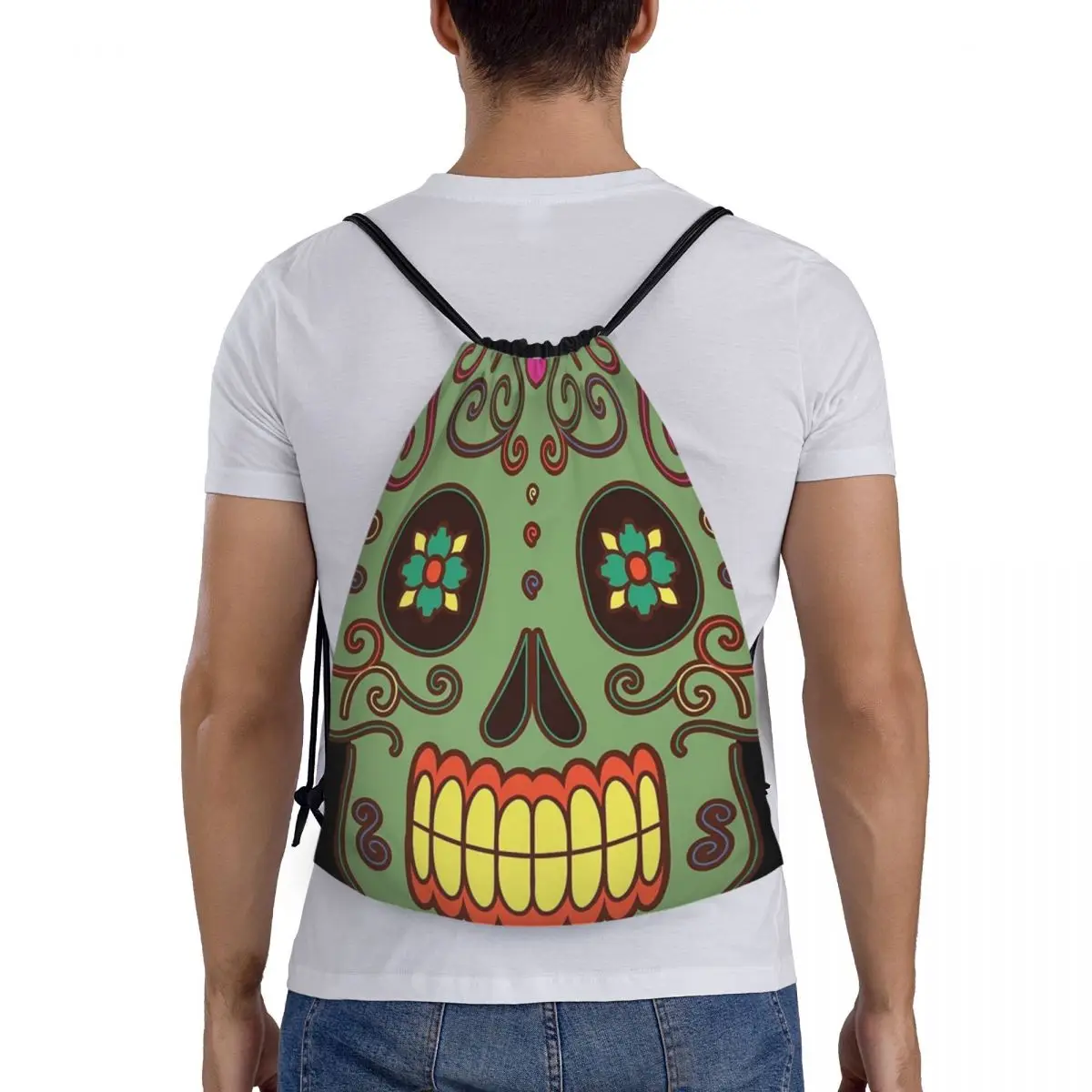 

Рюкзаки Calaveras с сахарным черепом, многофункциональные портативные сумки на шнурке, сумка для мелочей, сумки для книг для путешествий, школы