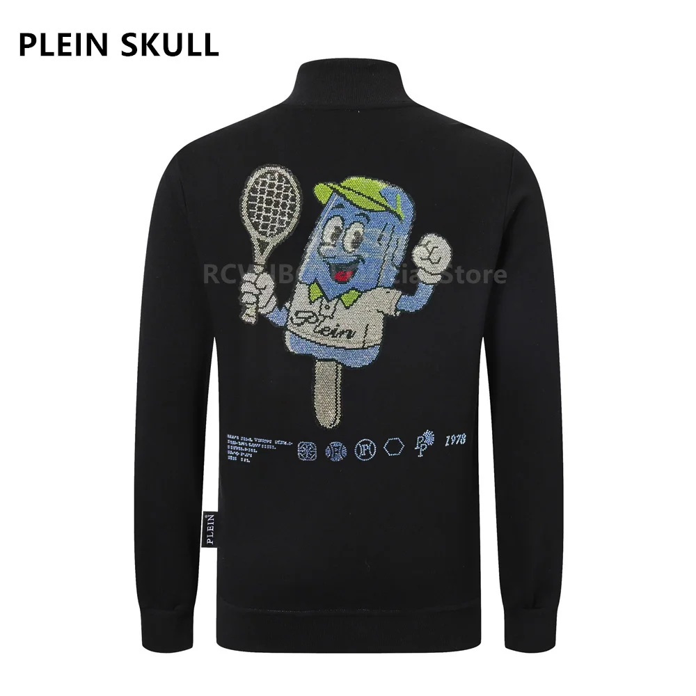 Plein Skull Men 2026 Spring and Autumn New Zipper Jacket Daily Casual Full Sleeve Hoodless Luxury Brand Sportswear Sweatshirts