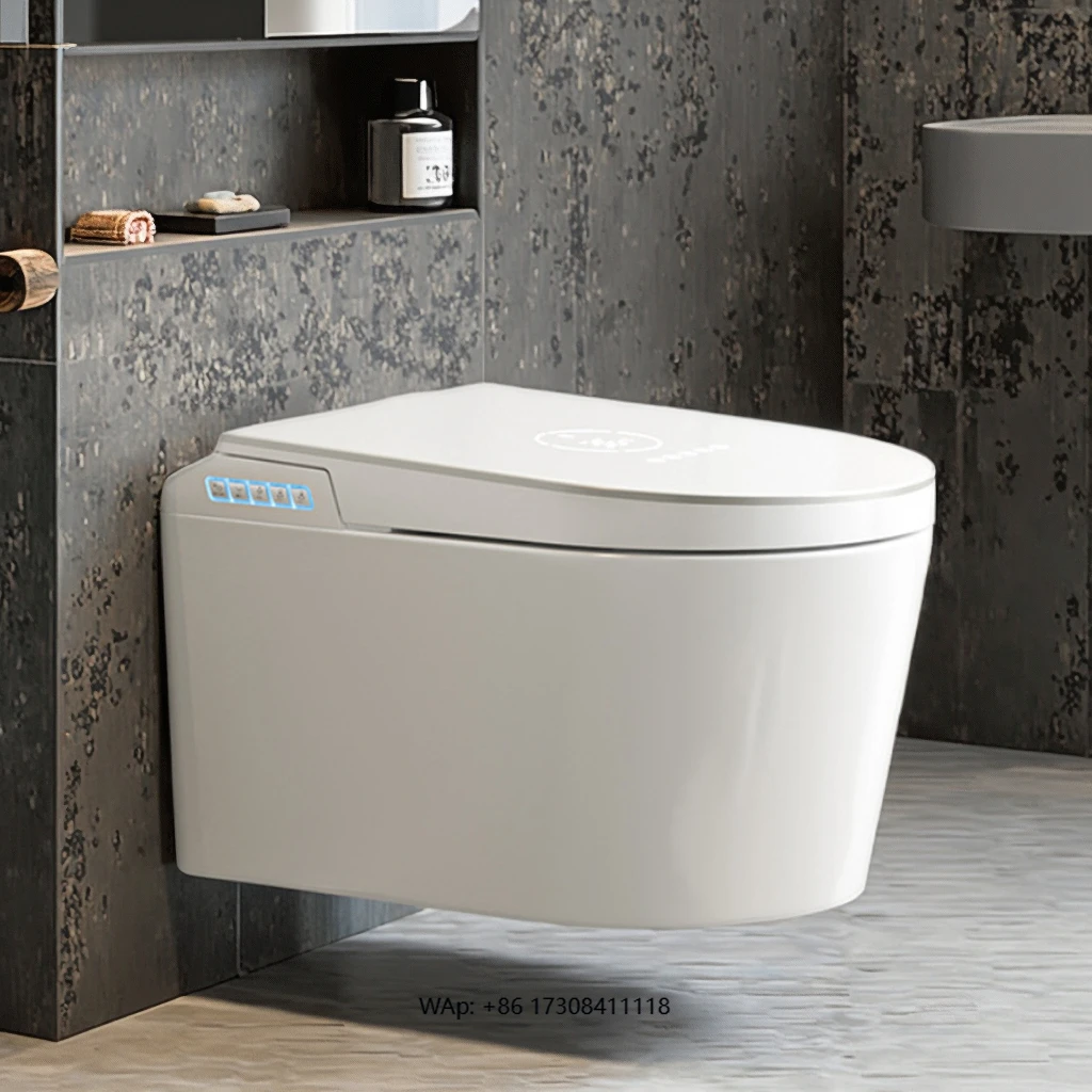 

Smart One Piece Ceramic Sanitary Ware Toilet Bowl Wall Mounted S-Trap Cheap Intelligent Water Closet for