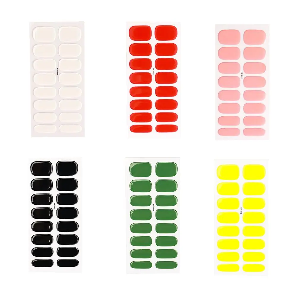 16Tips French White Edge Semi-Cured Gel Nail Wrap Fashion Color Long Lasting Full Cover Waterproof Nail Gel Sticker Wraps Manicu