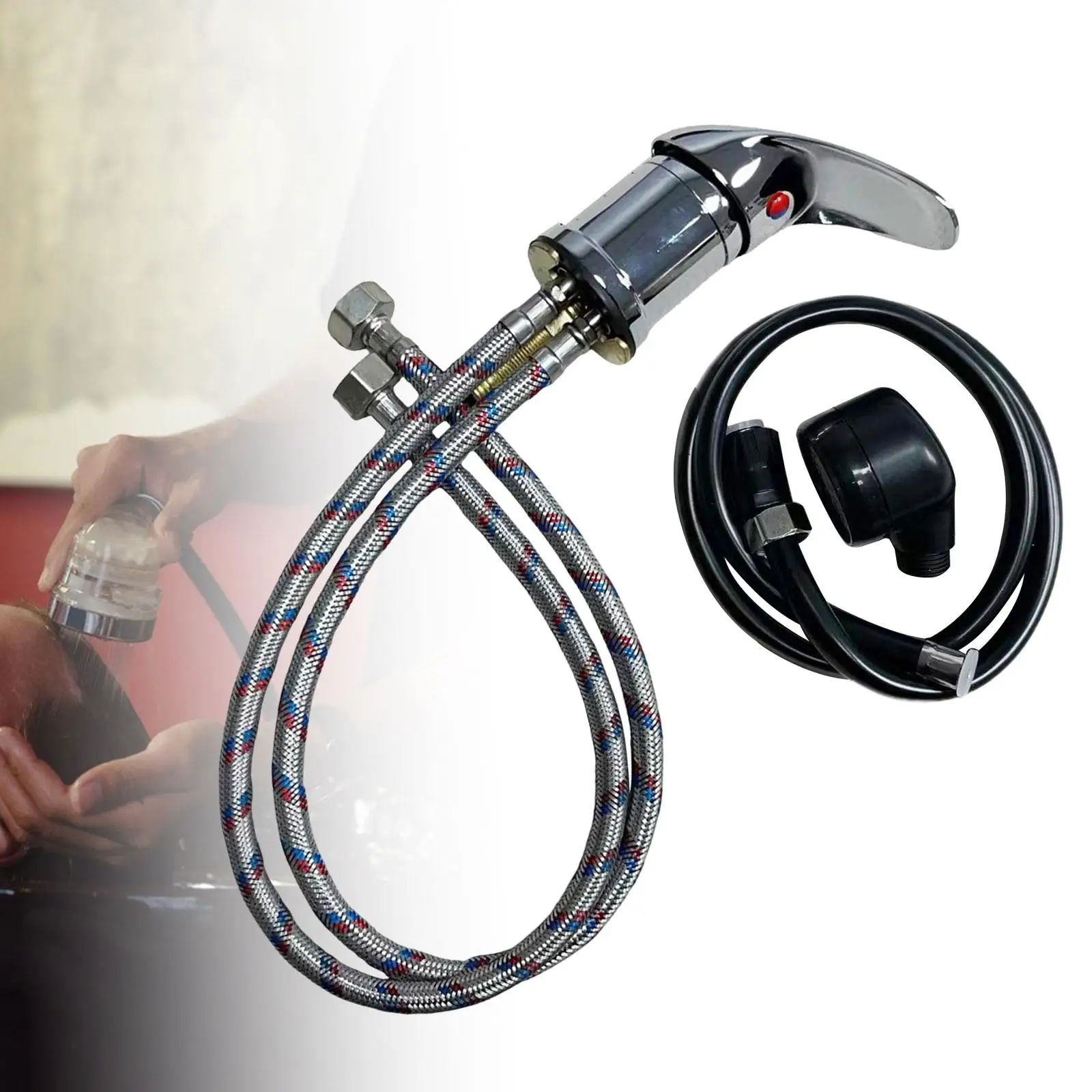 

Shampoo Bowl Faucet and Sprayer Set Hot Cold Mixer for SPA Salon Shampoo Bed