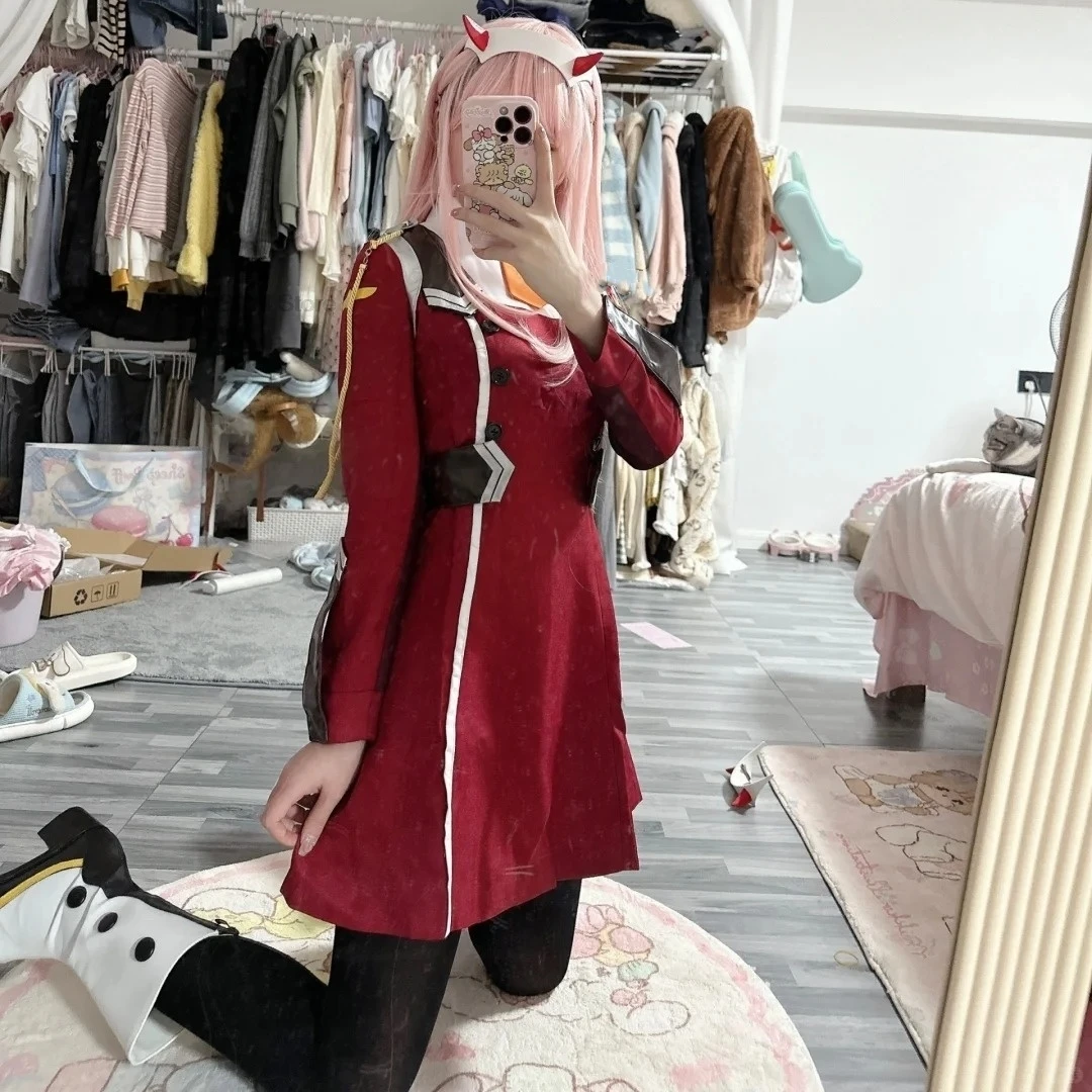 Game DARLING DARLING In The FRANXX Zero Two Cosplay Costume Dress 02 Cosplay Costume Women Cosplay Sexy Dress Headband Wig Shoes