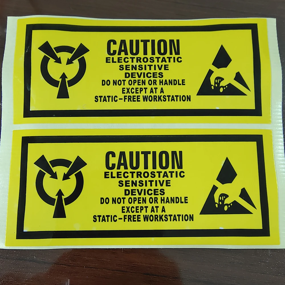 100pcs CAUTION STATIC SENSITIVE DEVICES Electronics Products Safety Warning Label Static-free Workstation Reminder Sticker