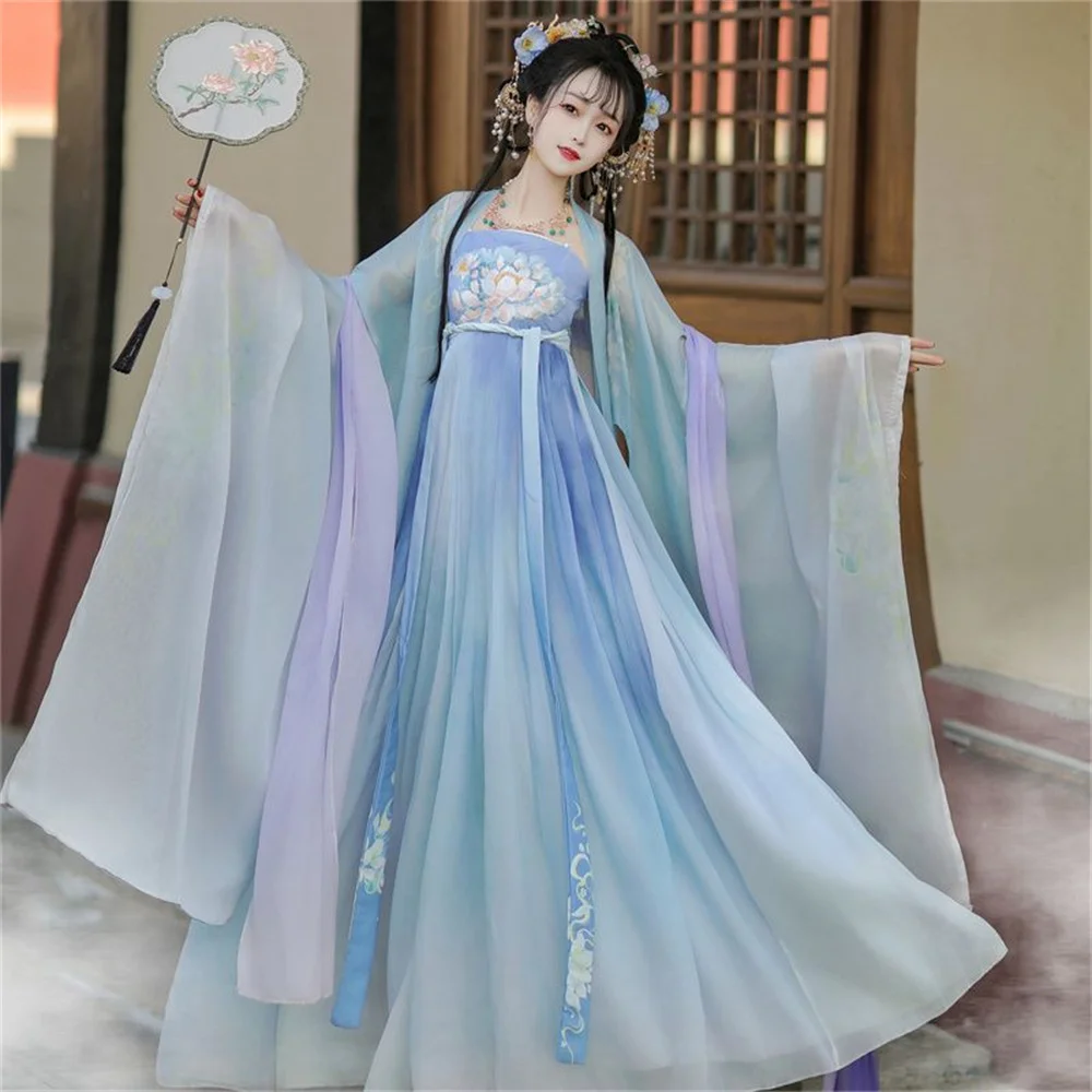 Hanfu Vrouwen Oude Chinese Kostuum Prinses Tang-dynastie Gewaad Elegante Fee Dans Stage Performance Kleding Hanfu Folk Jurk