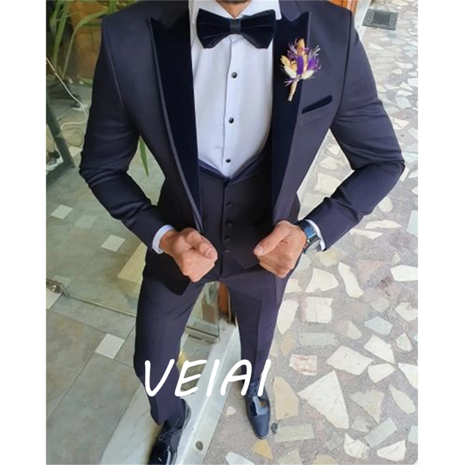 

Customized Fashion Slim Fit Skinny Men's Business Suits One Button Men's Wedding Prom Suits 3 Pieces(Jacket+Pant+Vest+Tie)traje