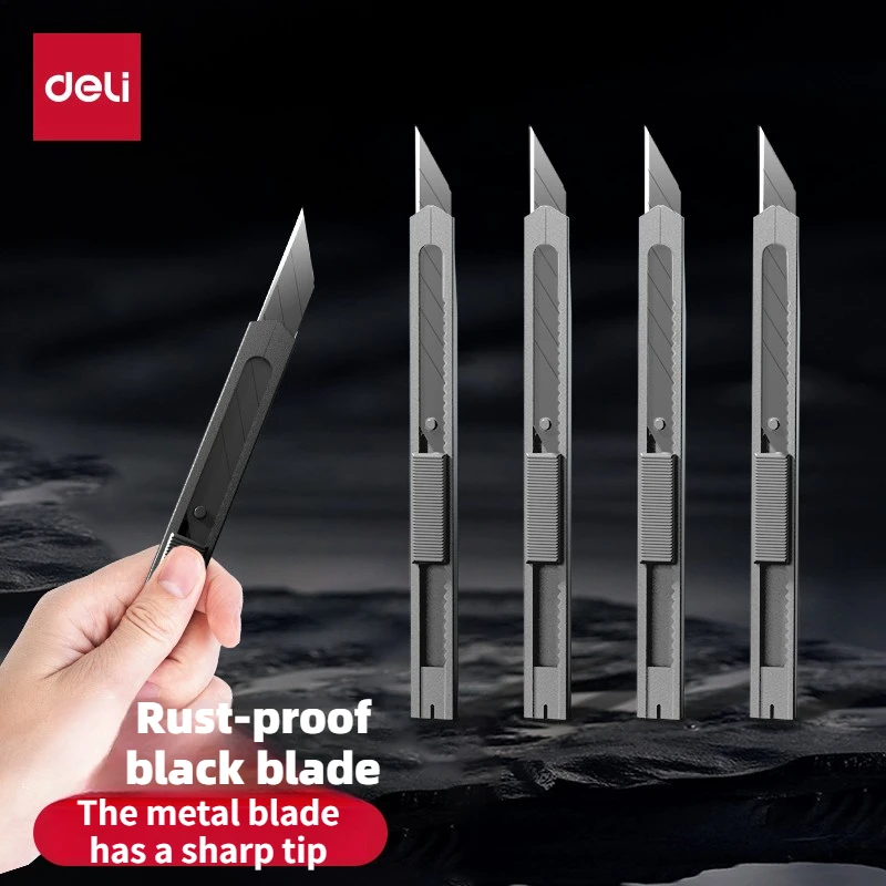 

Deli Black Blade Art Knife Paper Cutting Knife Wallpaper Knife Tungsten Steel Stainless Steel Blade Alloy Knife