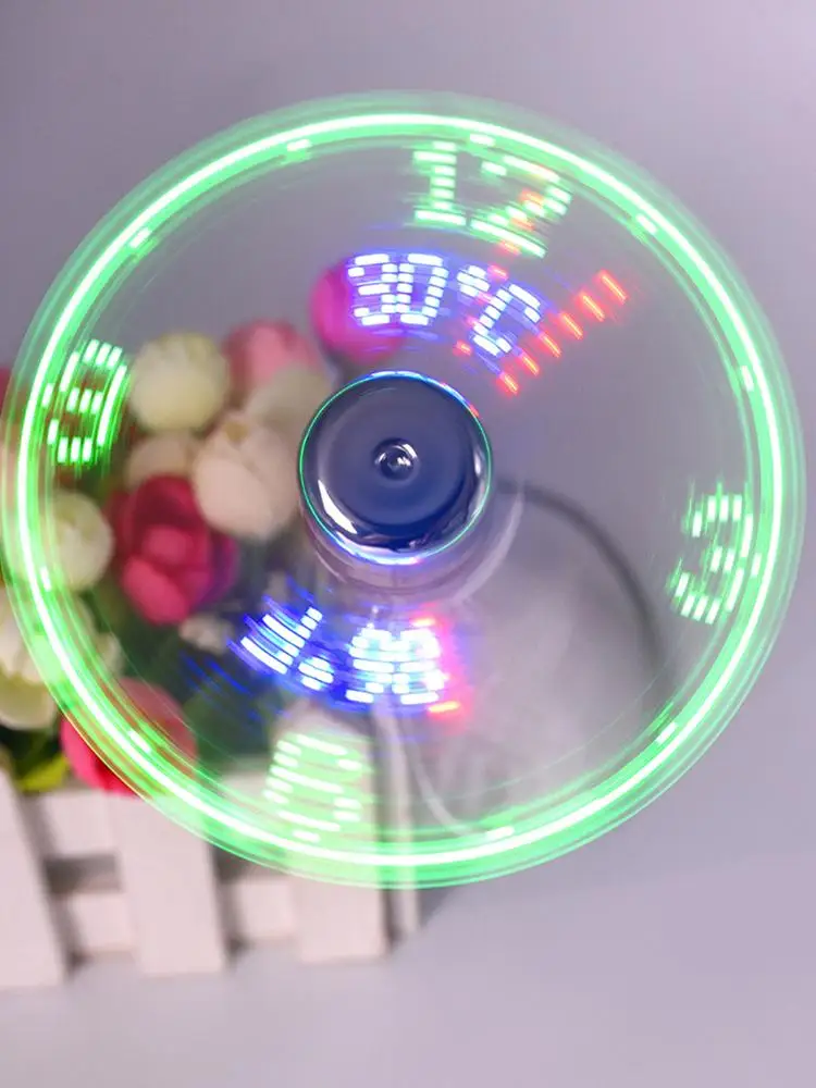 

USB-вентилятор для часов с часами в реальном времени и дисплеем температуры, регулируемые углы, воздушный охладитель на гибкой шее, тихая электроника