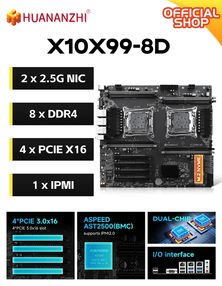 HUANANZHI X10X99-8D LGA2011-3 Motherboard Intel C612